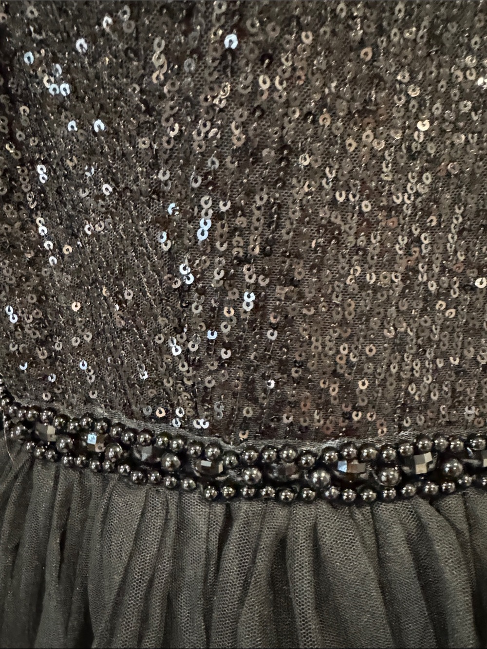 Mac Duggal Black Sequined Tiered Tulle Midi Dress - Picture 3 of 7